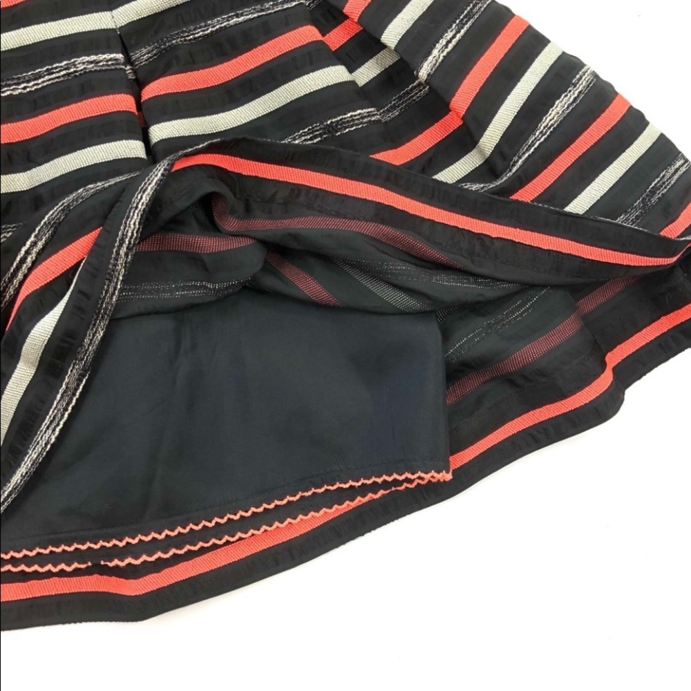 Anthropologie HD in Paris Pleated Striped Orange Black Silver Skirt size 6 - Picture 7 of 11
